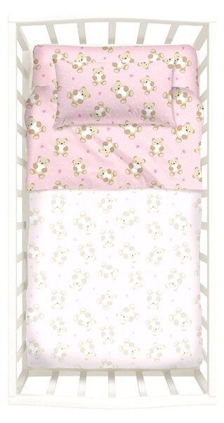 Completo Lenzuola In Cotone Orsacchiotti Baby Caleffi Kids Ragazzo Rosa Caleffi