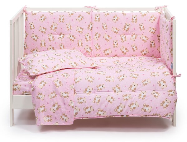 Completo Lenzuola In Cotone Orsacchiotti Baby Caleffi Kids Ragazzo Rosa Caleffi