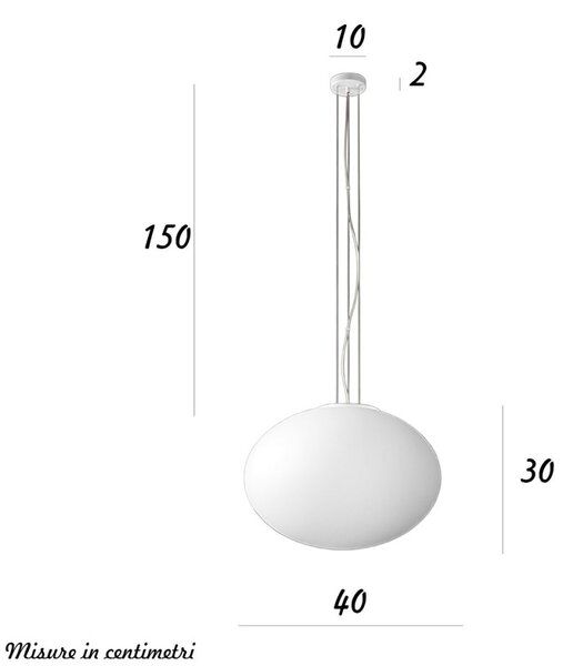 Lampadario vetro soffiato perenz saturno 8540 b 40 e27 led bianco satinato - Perenz