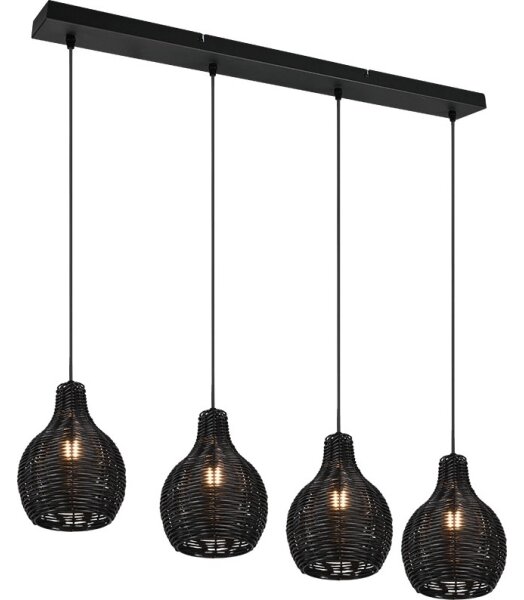 Reality - Lampadario sospeso con cavo SPROUT 4xE14/30W/230V nero/rattan
