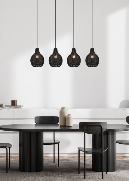 Reality - Lampadario sospeso con cavo SPROUT 4xE14/30W/230V nero/rattan