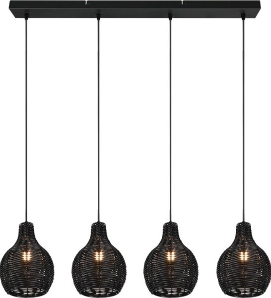 Reality - Lampadario sospeso con cavo SPROUT 4xE14/30W/230V nero/rattan