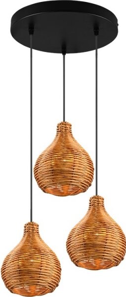 Reality - Lampadario a sospensione SPROUT 3xE14/40W/230V marrone/rattan