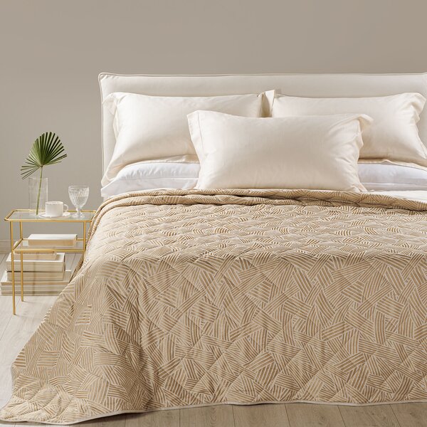 Copriletto Trapuntato In Raso Jacquard Silver Matrimoniale Dreaming Non Specificato Oro Caleffi