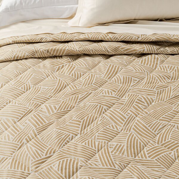 Copriletto Trapuntato In Raso Jacquard Silver Matrimoniale Dreaming Non Specificato Oro Caleffi