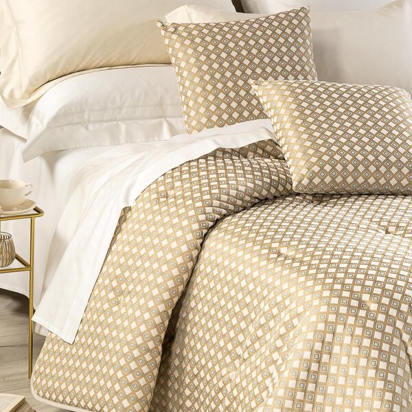 Trapunta Leggerissima In Raso Jacquard Venere Matrimoniale Dreaming Tinta Unita Oro Caleffi