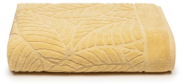 Telo Bagno In Cotone Foglie CM. 100x150 Primanatura Tinta Unita Miele Caleffi
