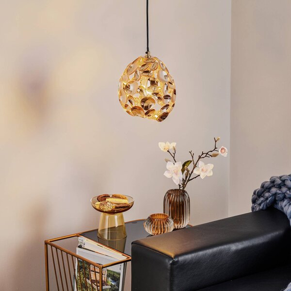 Schuller Valencia LED sospensione Narisa Ø 18 cm oro rosé/marrone, Marrone / Ruggine, Soggiorno / Sala da pranzo, Metallo, Moderno