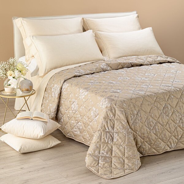 Copriletto Trapuntato In Raso Jacquard Fior Di Sole Matrimoniale Dreaming Non Specificato Naturale Caleffi