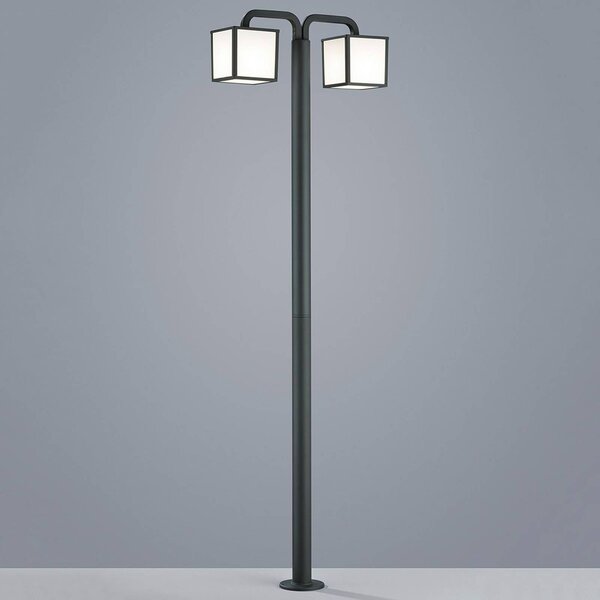 Trio Lighting Lampione LED Cubango con due paralumi cubici, Nero, Alluminio, Moderno
