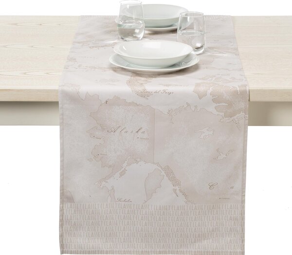 Runner Per La Tavola In Cotone Geo White CM. 50X150 Alviero Martini 1A Classe Geo Caleffi
