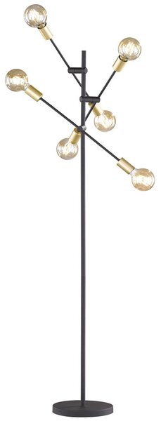 Trio Lighting Lampada da terra Cross, design trend nero-oro