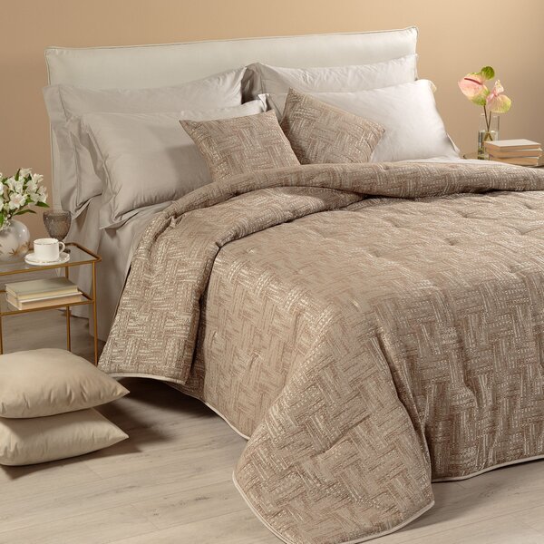 Trapunta Leggerissima In Raso Jacquard Serenissima Matrimoniale Dreaming Tortora Caleffi