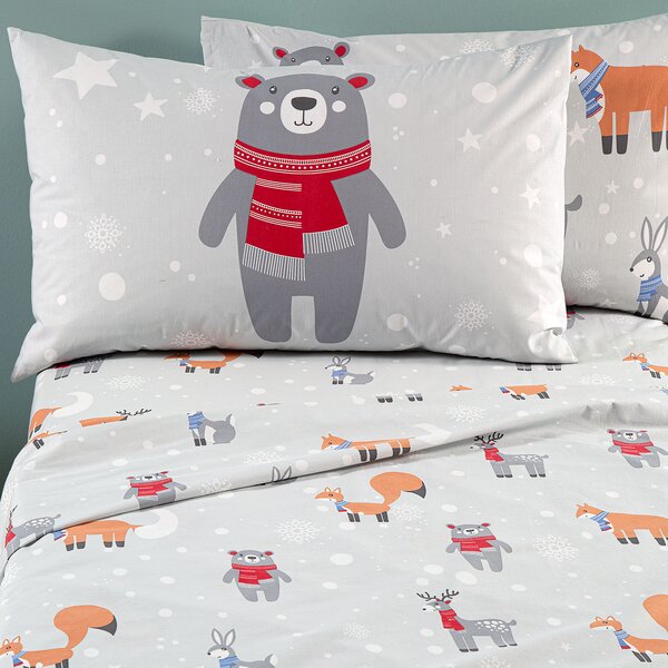 Completo Lenzuola In Cotone Teddy Singolo Caleffi Kids Ragazzo Grigio Caleffi