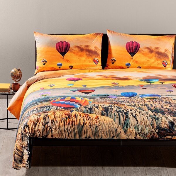 Completo Copripiumino In Cotone Cappadocia Singolo Sogni Di Viaggio Fotografico Caleffi