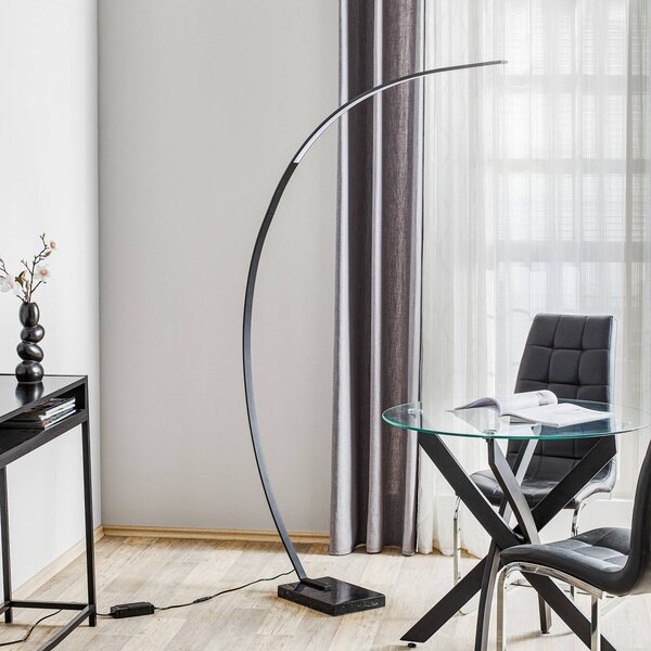 Trio Lighting Lampada ad arco Bangkok, dimmerabile, Nero, Soggiorno / Sala da pranzo, Metallo, Moderno, Lampada da terra