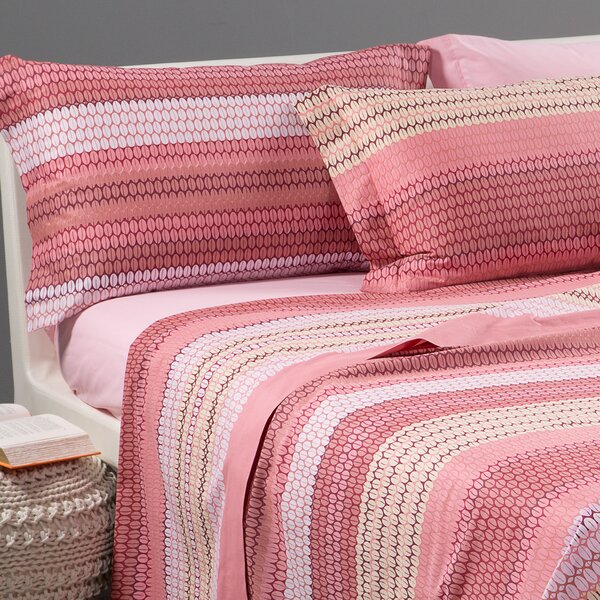 Lenzuola Copriletto In Cotone Folk Singolo Caleffi Home Moderno Corallo Caleffi