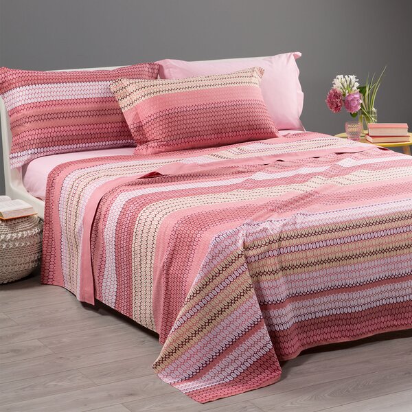 Lenzuola Copriletto In Cotone Folk Singolo Caleffi Home Moderno Corallo Caleffi