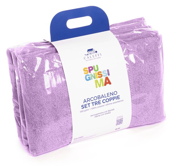 Set Asciugamani In Spugna In Cotone Spugna Standard Spugnissima Tinta Unita Ciclamino Caleffi