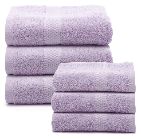 Set Asciugamani In Spugna In Cotone Spugna Standard Spugnissima Tinta Unita Lilla Caleffi