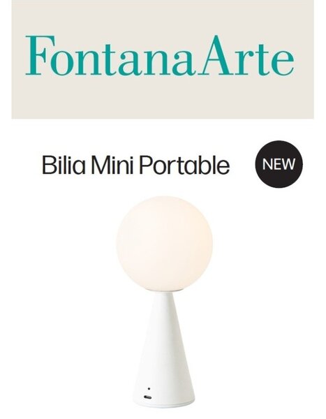 Fontana Arte Bilia mini base bianca RICARICABILE