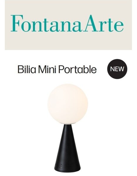 Fontana Arte Bilia mini base nero opaco RICARICABILE