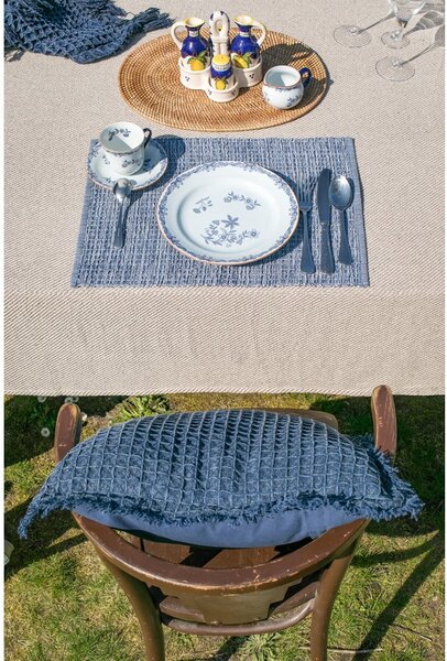 Cuscino decorativo in cotone blu Waffle, 45 x 45 cm - Tiseco Home Studio