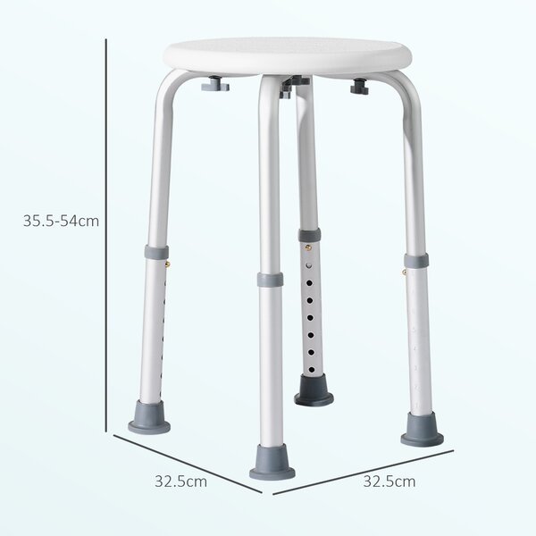 HomCom Sgabello bagno, Sgabello doccia regolabile in altezza Sgabello antiscivolo, bianco|Aosom