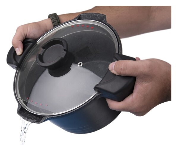 Pentola antiaderente Pfluon Granit con coperchio in vetro Pasta , 5,5 l Grande - Orion