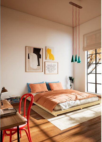 Letto matrimoniale in legno di pino con griglia 140x200 cm in colore naturale Dock - Karup Design