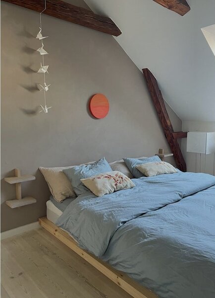 Letto matrimoniale in legno di pino con griglia 140x200 cm in colore naturale Dock - Karup Design