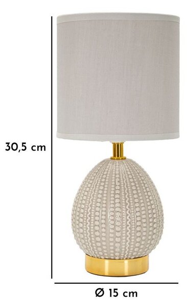 Lampada da tavolo grigio chiaro in ceramica con paralume in tessuto (altezza totale 30,5 cm) Flavi – Mauro Ferretti