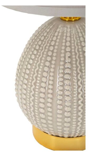 Lampada da tavolo grigio chiaro in ceramica con paralume in tessuto (altezza totale 30,5 cm) Flavi – Mauro Ferretti