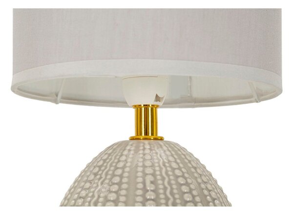 Lampada da tavolo grigio chiaro in ceramica con paralume in tessuto (altezza totale 30,5 cm) Flavi – Mauro Ferretti