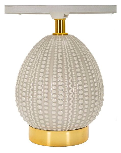 Lampada da tavolo grigio chiaro in ceramica con paralume in tessuto (altezza totale 30,5 cm) Flavi – Mauro Ferretti