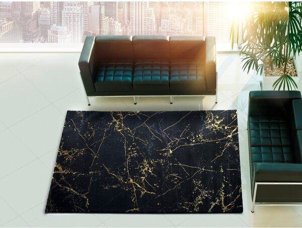 Tappeto nero , 60 x 120 cm Gold Marble - Universal