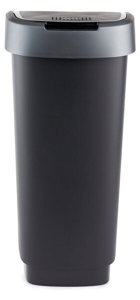 Cestino in plastica riciclata argento-nero 25 l Twist - Rotho