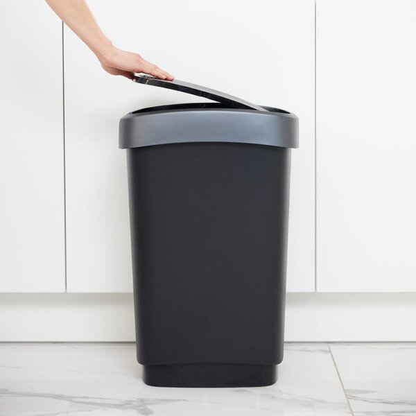 Cestino in plastica riciclata argento-nero 25 l Twist - Rotho