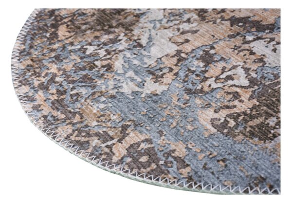 Tappeto rotondo azzurro/marrone chiaro lavabile ø 80 cm Sandstorm – Vitaus