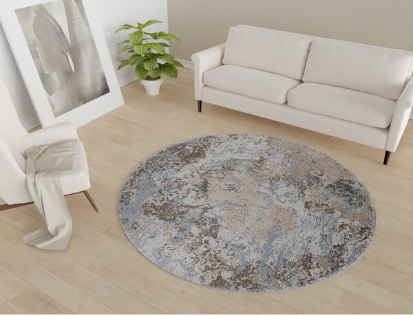 Tappeto rotondo azzurro/marrone chiaro lavabile ø 80 cm Sandstorm – Vitaus