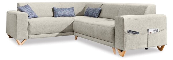 Divano angolare beige allungabile e con contenitore (con penisola a sinistra/a L) Classy Sophie – Miuform