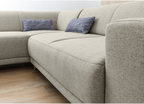 Divano angolare beige allungabile e con contenitore (con penisola a sinistra/a L) Classy Sophie – Miuform