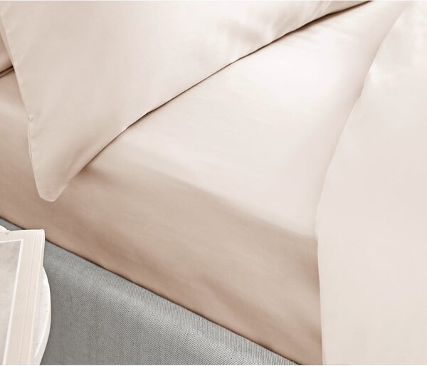 Lenzuolo classico in cotone sateen beige, 135 x 190 cm - Bianca