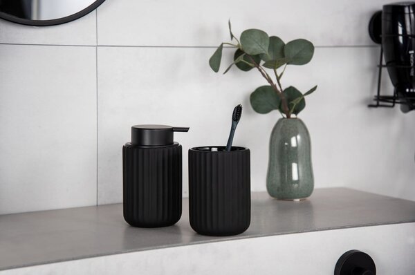 Tazza in ceramica nera per spazzolini da denti Belluno - Wenko