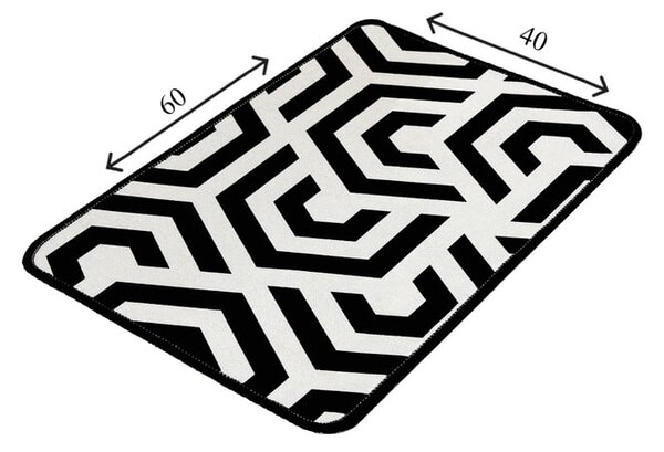Tappetino da bagno bianco/nero 60x40 cm Line - Foutastic