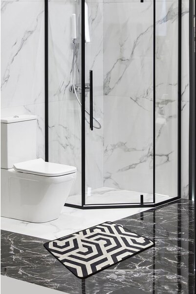 Tappetino da bagno bianco/nero 60x40 cm Line - Foutastic
