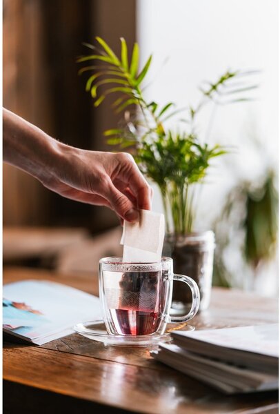 Set di 2 tazze in vetro a doppia parete con piattino , 250 ml Amo - Vialli Design