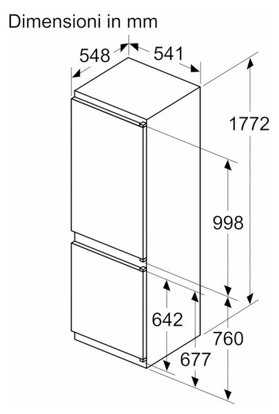 Bosch KIV865SE0 Frigorifero Incasso Combinato LowFrost Porta Traino 177x54 cm Serie2