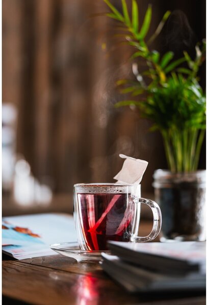 Set di 2 tazze in vetro a doppia parete con piattino , 250 ml Amo - Vialli Design