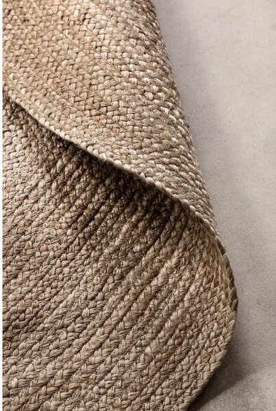 Tappeto rotondo greige in iuta reversibile ø 140 cm Braided – Hanse Home